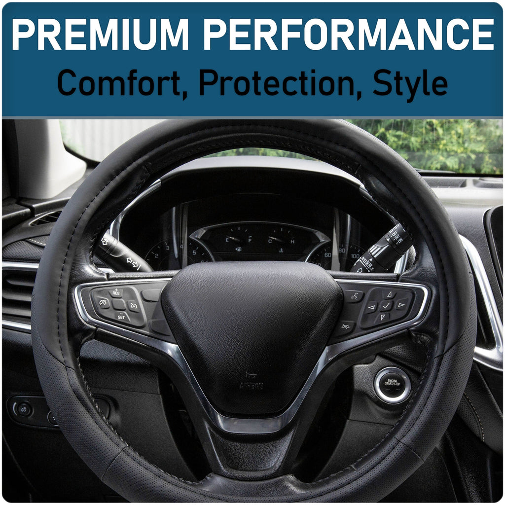 Custom Accessories Perforated Black Leatherette Steering Wheel Cover