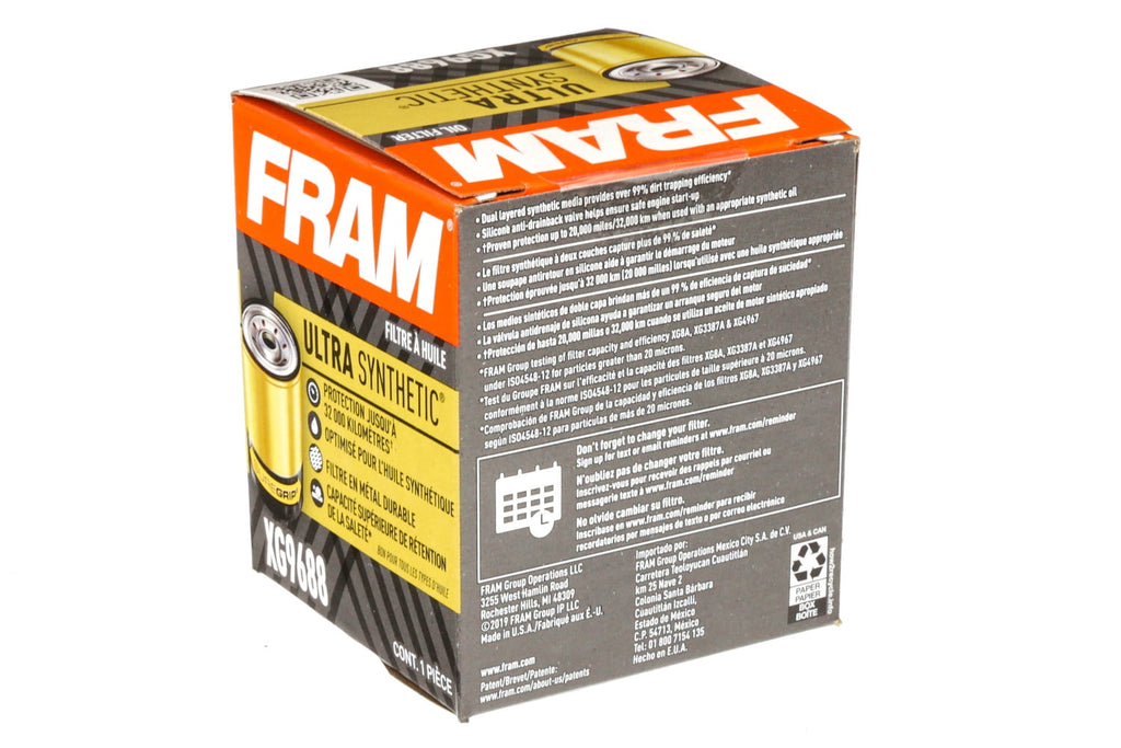FRAM Ultra Synthetic Oil Filter, XG9688 Fits select: 2012-2023 HYUNDAI ELANTRA, 1990-2019 HYUNDAI SONATA