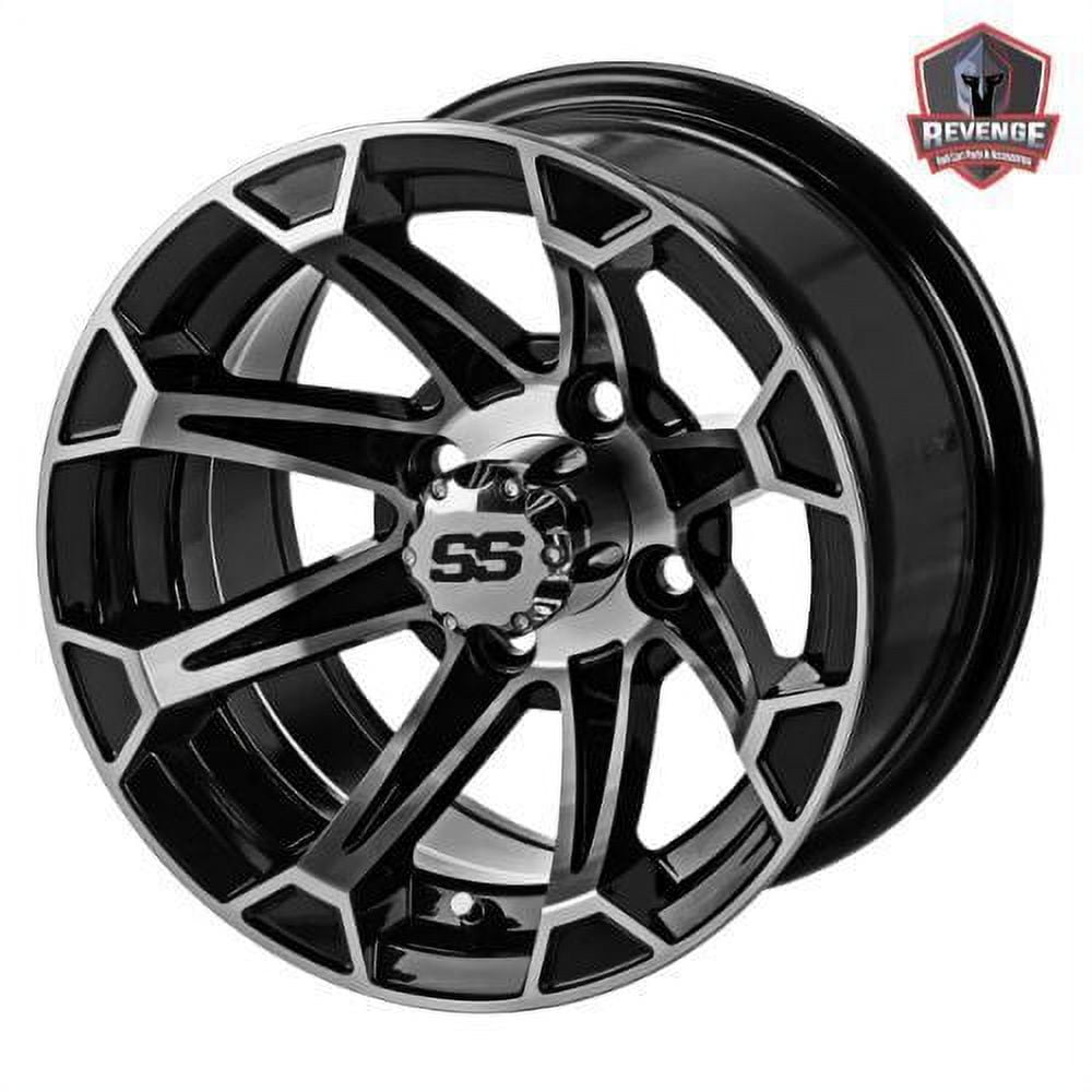 12" Viking Machined Black Golf Cart Wheels and Tires Combo (205/30-12) Set of 4