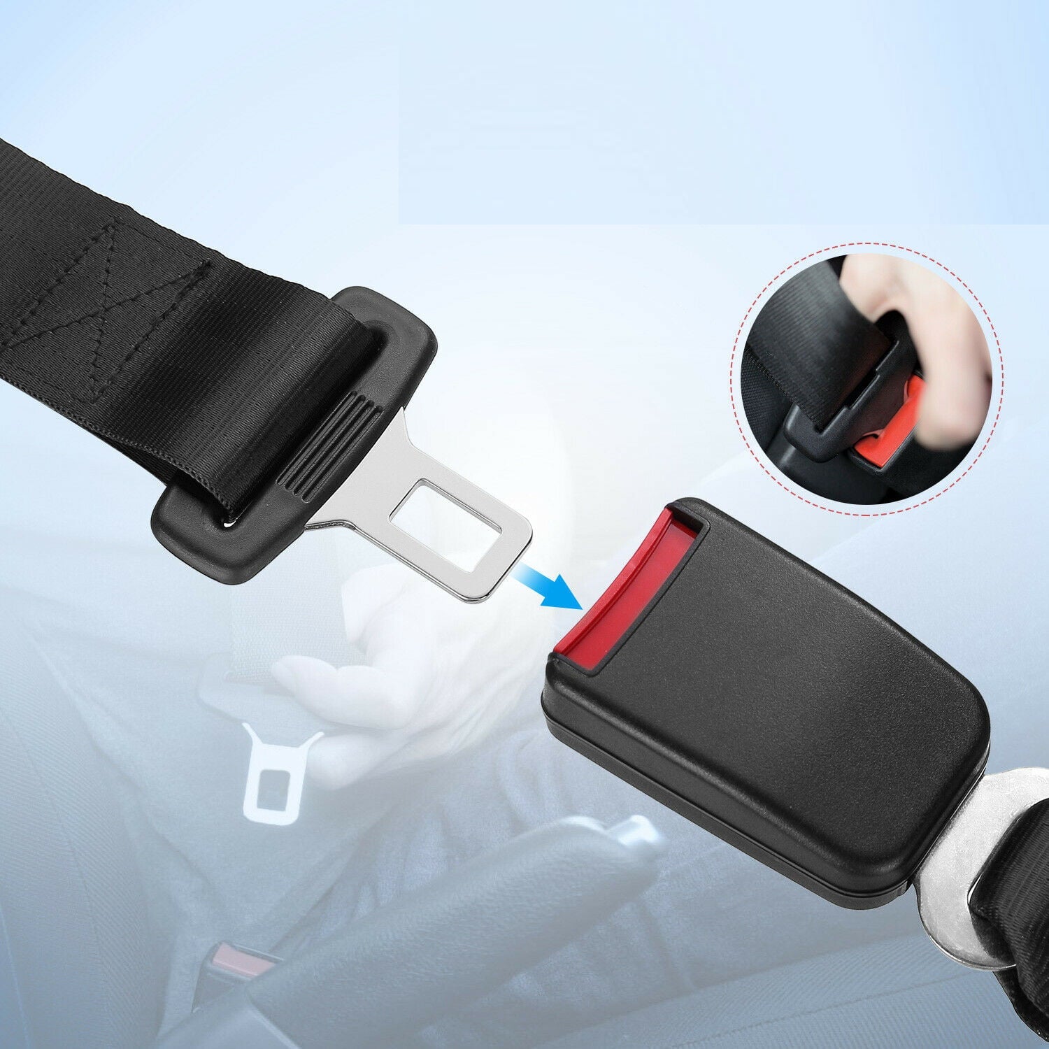 2PCS Universal Car Auto Safety Seat Belt Extender Seatbelt Extension Strap Buckle 14"INCH