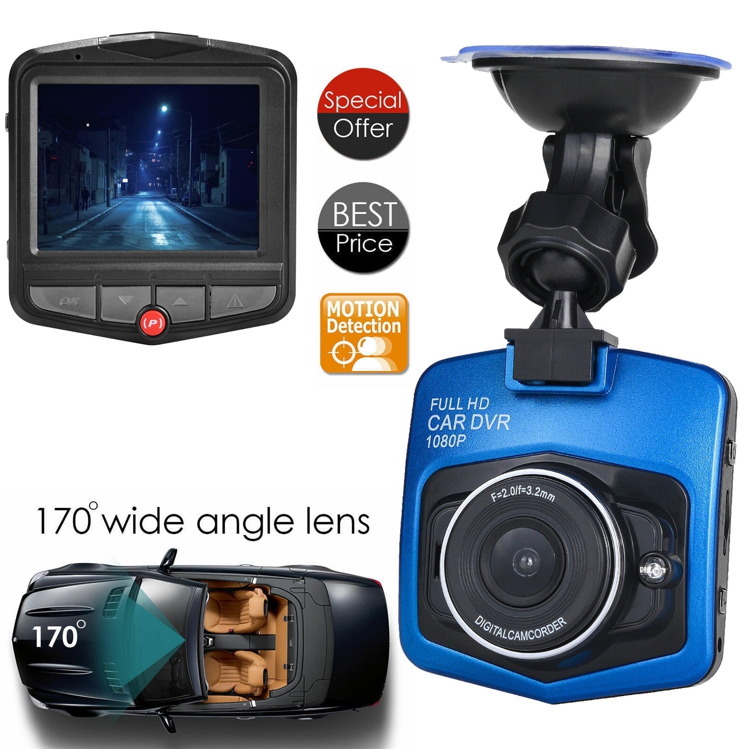 2.4" Dash Camera for Cars Full HD 1080P with Night Vision G Sensor Crash Detection LCD Vehicle Video Recorder Car Dash Cam 170°Wide Angle DVR Driving Recorder, 24H Parking Mode