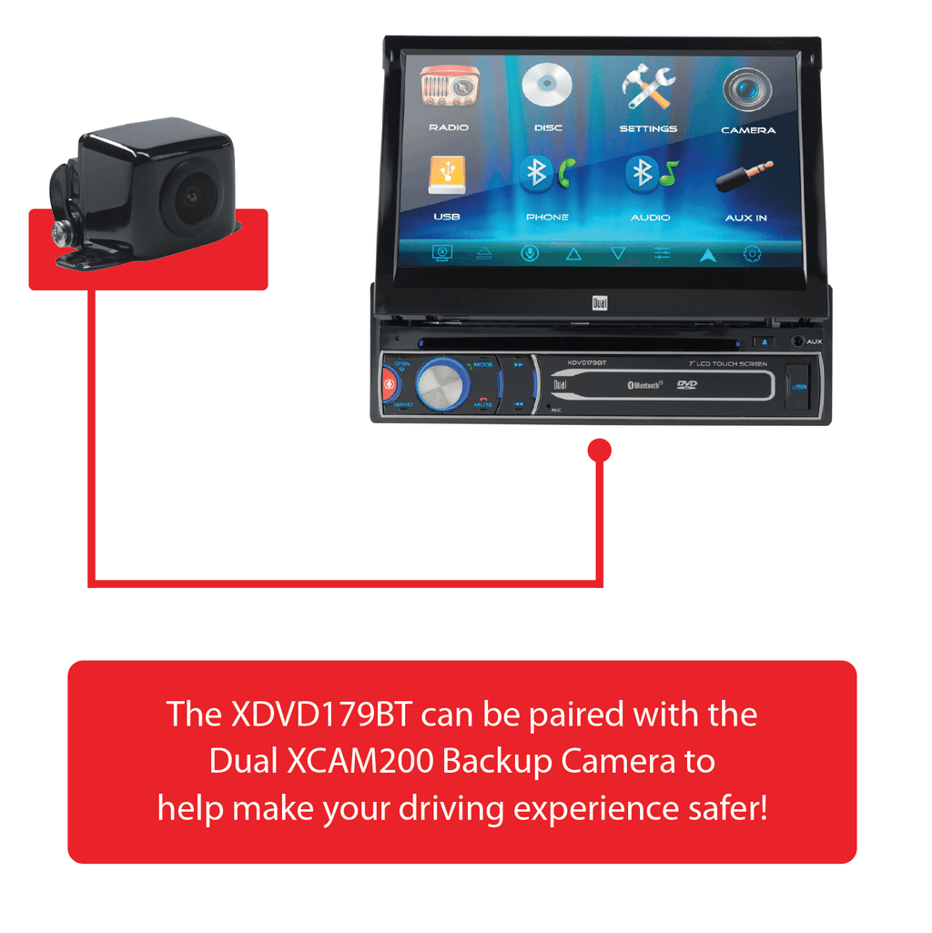 Dual Electronics XDVD179BT 7 Inch Single DIN Car Stereo, Motorized Touch Screen, CD/DVD