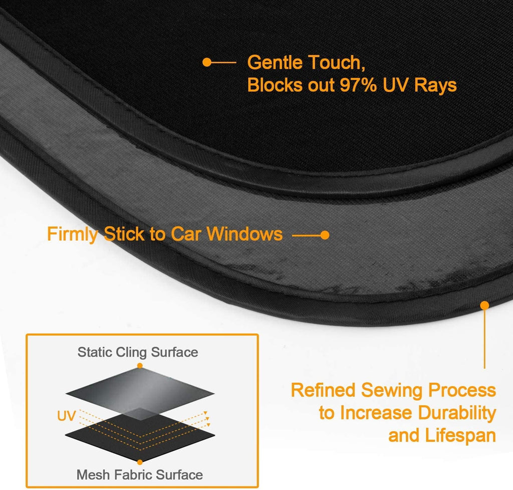 AstroAI Car Window Shade -2 Pack Semi Transparent & 2 Pack Transparent- 20" x 12" Side Car Window Fit SUV and Most Cars