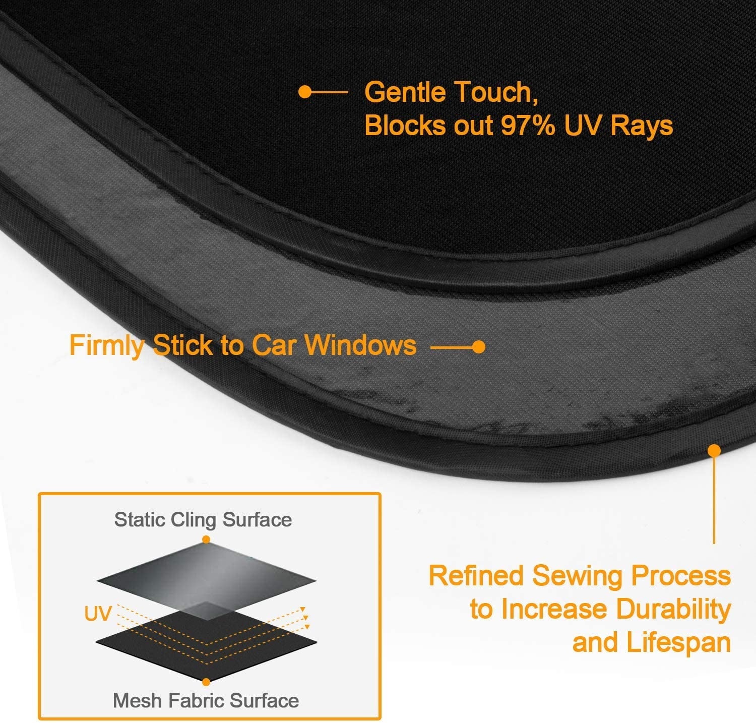 AstroAI Car Window Shade -2 Pack Semi Transparent & 2 Pack Transparent- 20" x 12" Side Car Window Fit SUV and Most Cars