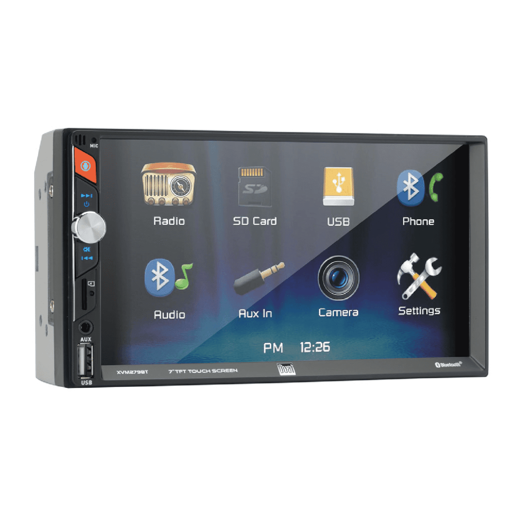 Dual Electronics 7" Double DIN Car Stereo BUNDLE with 6.5" 2-Way Speakers.  200W, LED Touch Screen, Bluetooth Connectivity, New