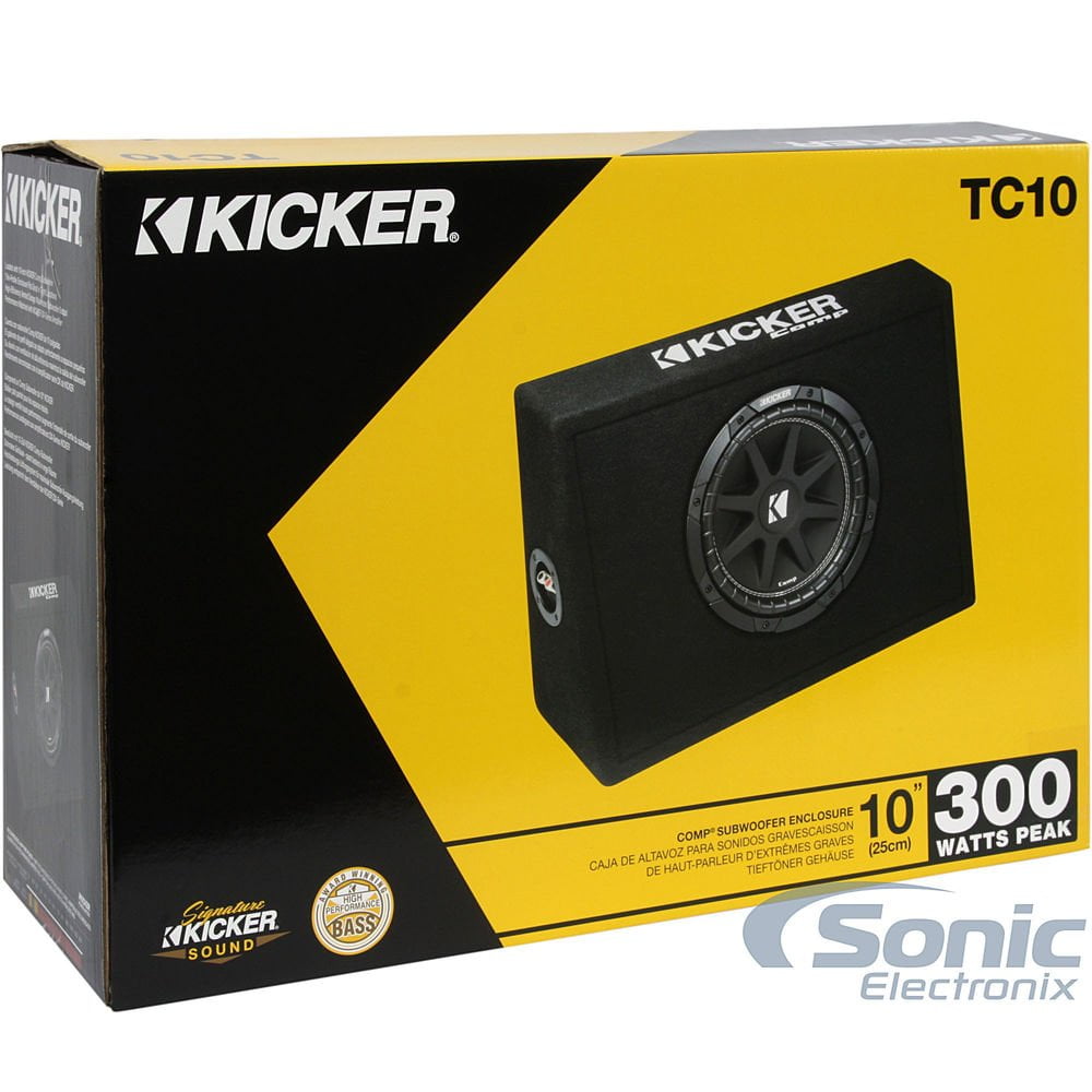 43TC104 KICKER Comp 10" (25cm) Sub in Thin Profile Encl, 4-Ohm