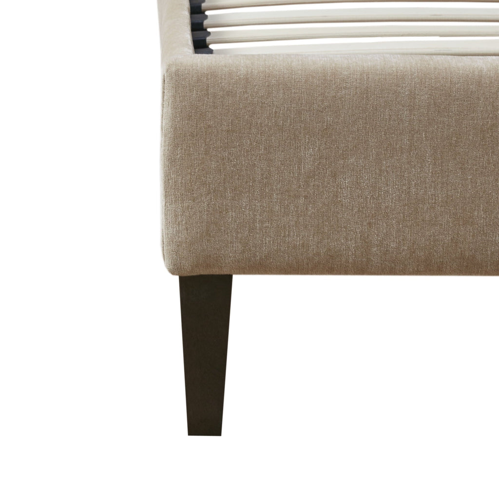510 Design Queen Headboard with Platform Bed and Wood Slats Modern Channel Tufted Upholstered Tan