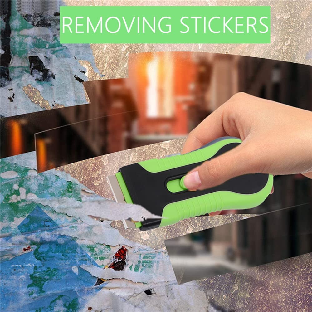 Car Window Glass Adhesive Ceramic Shaving Scraper Blade Tint Vinyl Wrap Glue Remover Cleanser with 10 PCS Blades