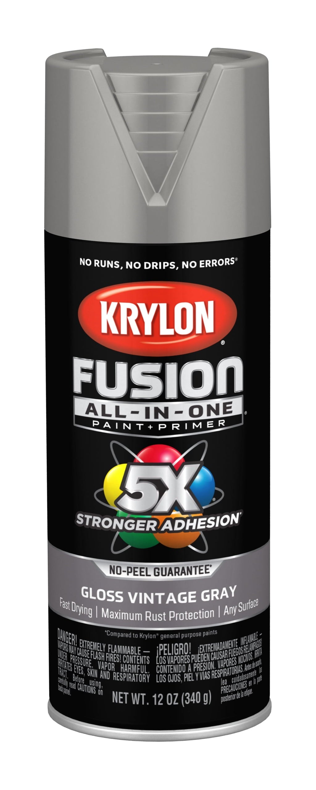 Krylon Fusion All-In-One Spray Paint, Gloss, Vintage Gray, 12 oz.