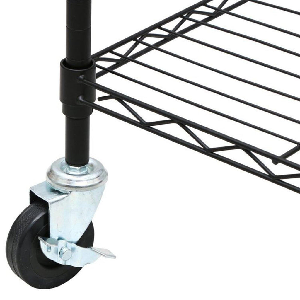 Ktaxon Commercial 5 Tier Shelf Adjustable Wire Metal Shelving Rack w/Rolling Black, 35''L x 18''W x 71''H, Capacity for 750 lbs