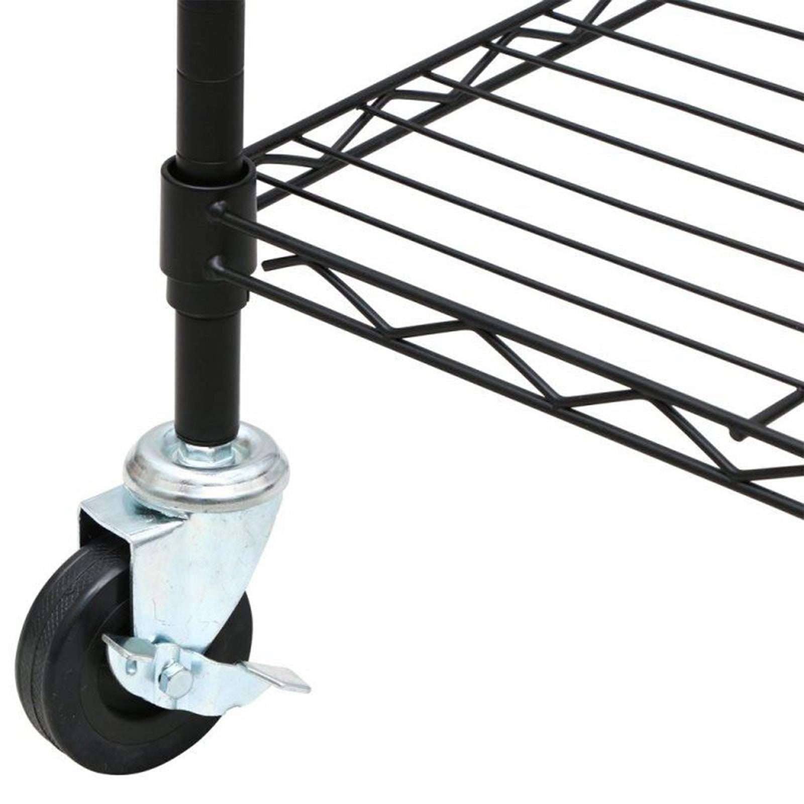 Ktaxon Commercial 5 Tier Shelf Adjustable Wire Metal Shelving Rack w/Rolling Black, 35''L x 18''W x 71''H, Capacity for 750 lbs