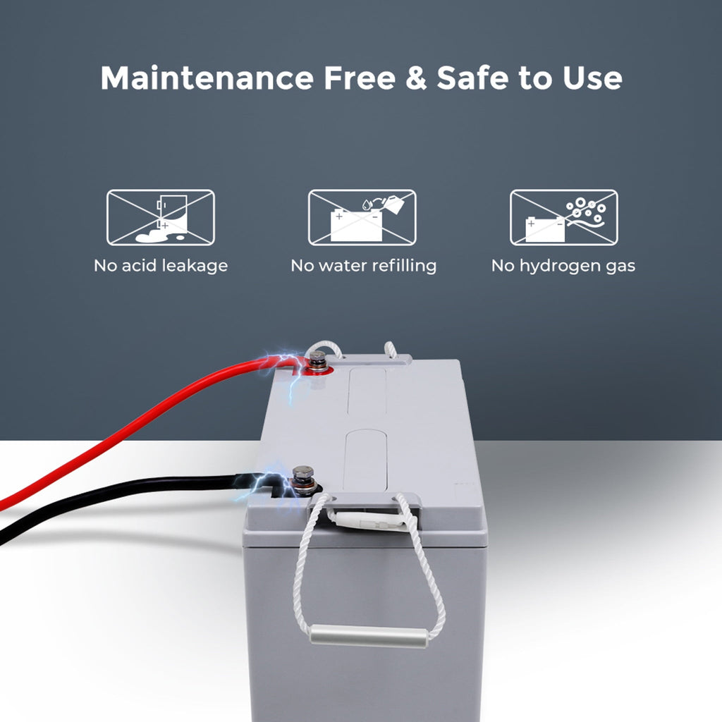 Renogy Deep Cycle AGM Battery 12 Volt 100Ah, 3% Self-Discharge Rate, 2000A Max Discharge Current, Safe Charge Most Home Appliances for RV, Camping, Cabin, Marine and Off-Grid System, Maintenance-Free
