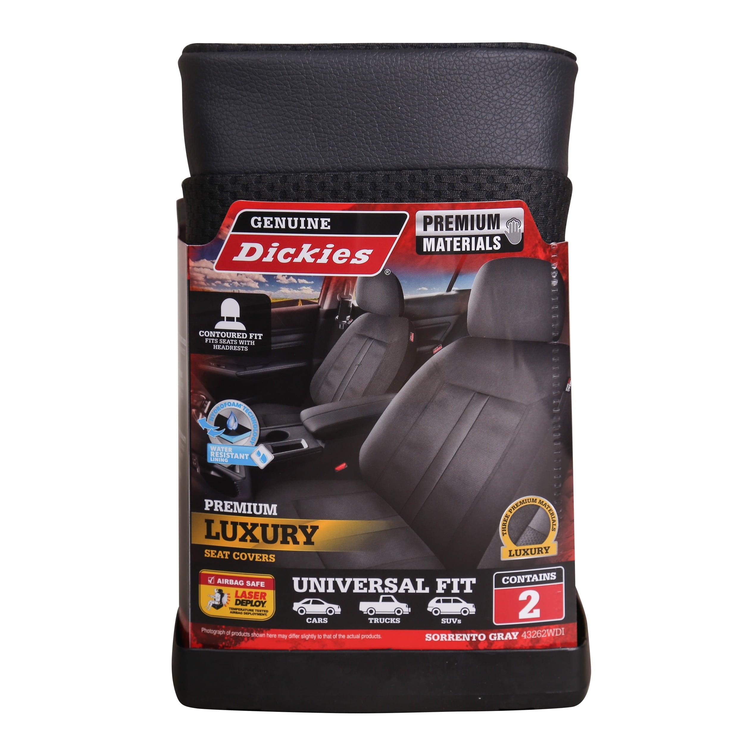 Genuine Dickies 2 Piece Sorrento Car Seat Covers, Gray
