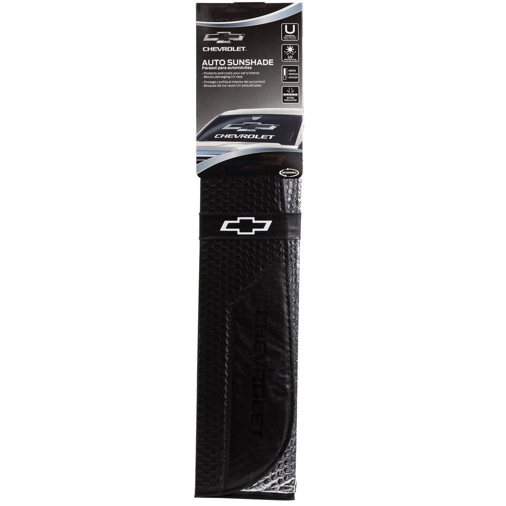 Plasticolor Chevy 58” x 27.5” Universal Fit Accordion Automotive Sunshade, Black, 1 Pc