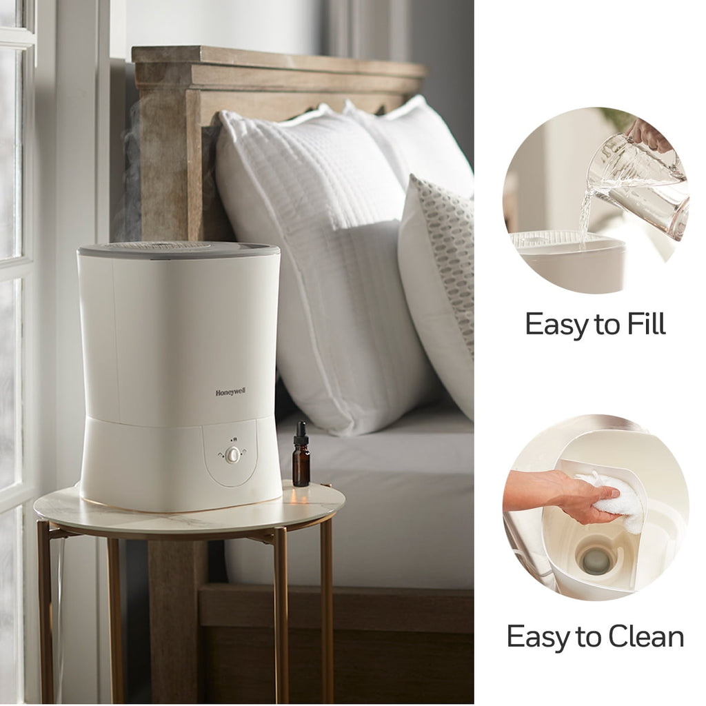 Honeywell 1.5 gal. 500 sq. ft. Filter Free Warm Mist Humidifier with Essential Oil Cup, White, HWM440W