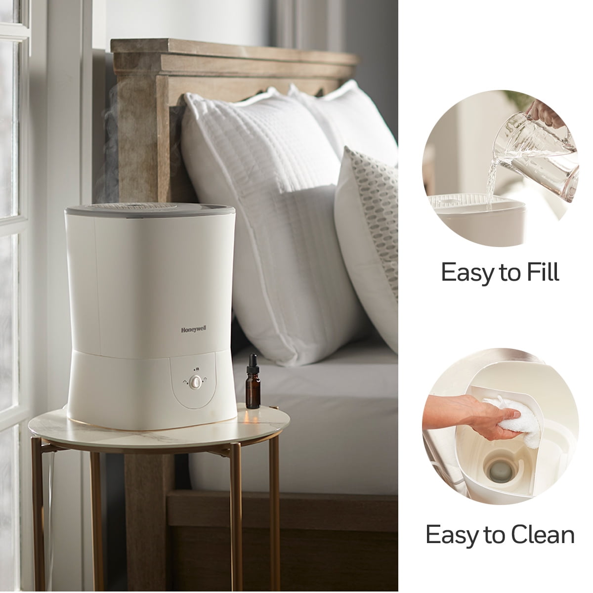 Honeywell 1.5 gal. 500 sq. ft. Filter Free Warm Mist Humidifier with Essential Oil Cup, White, HWM440W