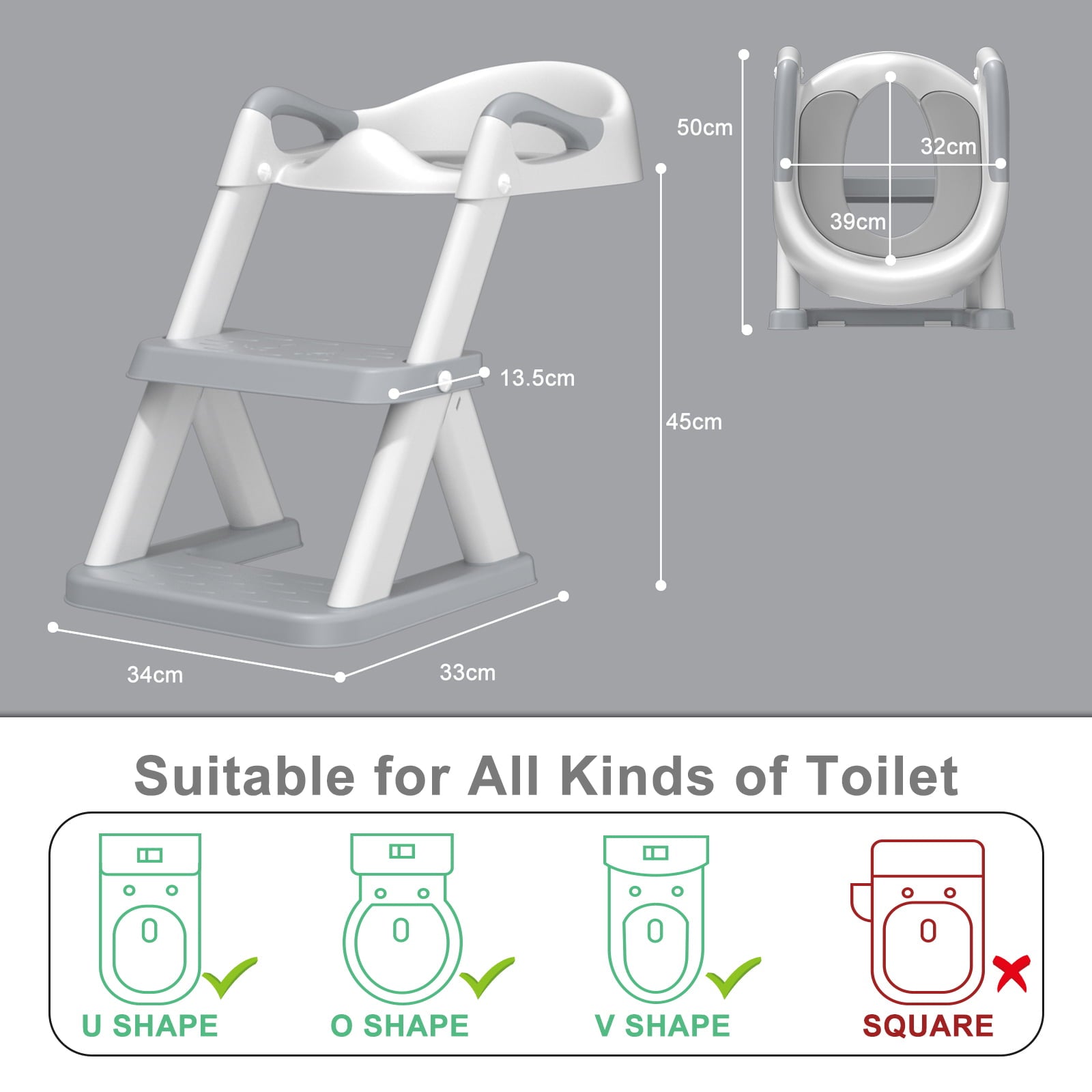 KORIMEFA Baby Potty Training Seat with Step Stool Ladder, Upgrade Toddler Potty Toilet Seat with Anti-Slip Pads Ladder for Kids Boys Girls