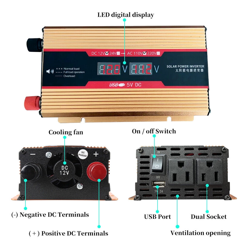MDHAND 6000W/5000W/4000W Car Power Inverter Pure Sine Wave DC 12V to AC 110V Solar Converter