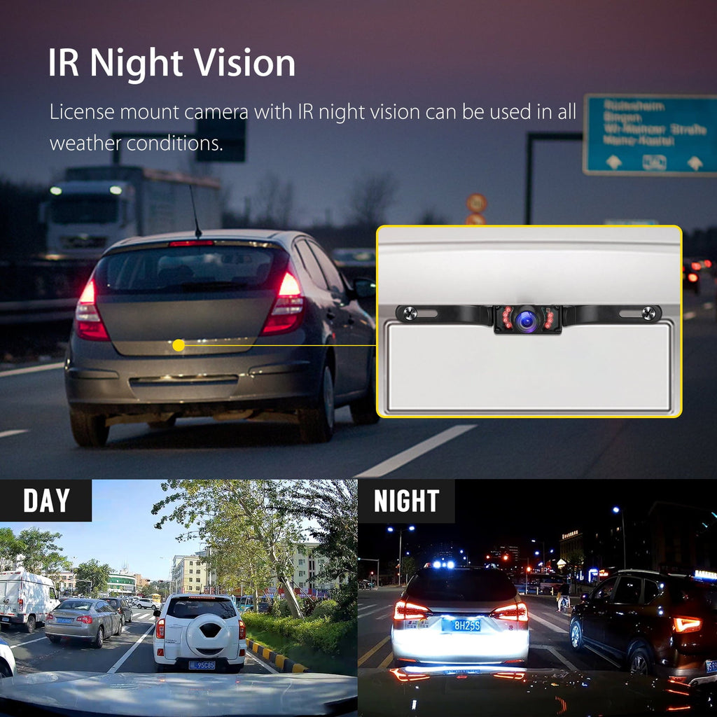EEEkit Backup Camera and Monitor Kit, Waterproof HD Night Vision Reverse Cam with 7 IR LED Lights, 4.3" Display Monitor for Car, Universal for Vehicle, SUV, Van, Camper