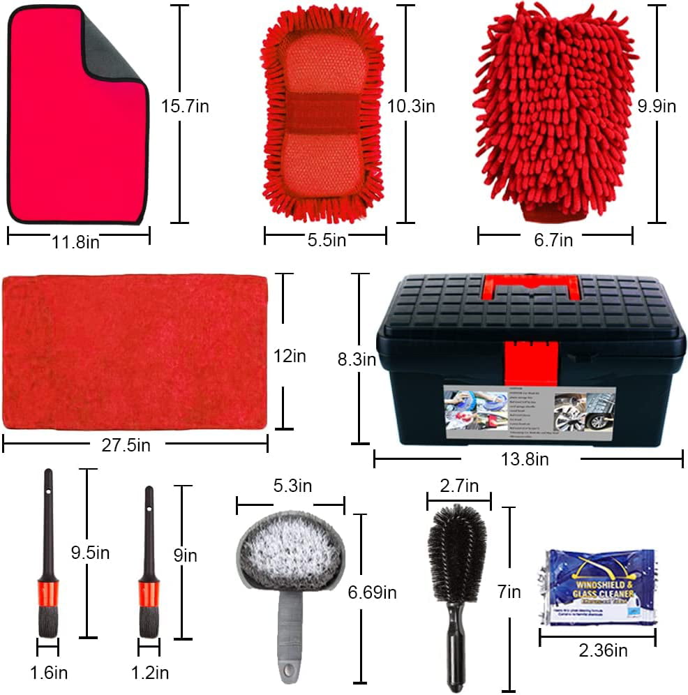 YILAIRIOU Car Interior Cleaning Kit - Car Cleaning Kit & Car Wash Kit-Car Wash Cleaning Tools Kit with Car Wash Brush Mop and Microfiber Towels