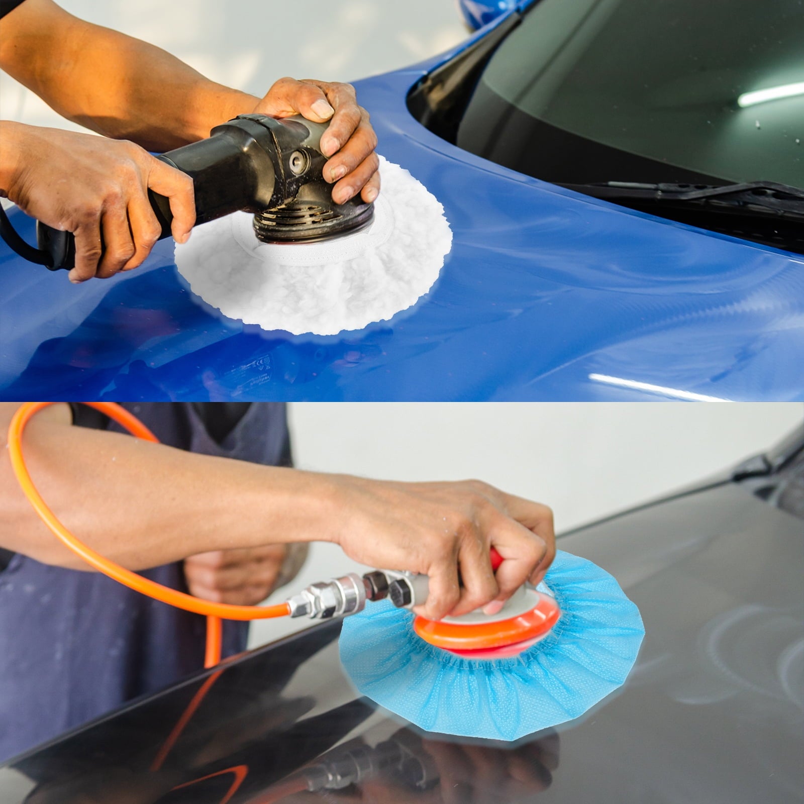 Protoiya 20Pcs Car Buffer Polisher Pad Soft Microfiber Polishing Bonnets 5-6inch Car Orbital Waxing Cover Kit Durable Auto Waxer Pad with Woollen Polishing Bonnets for Waxing Polishing