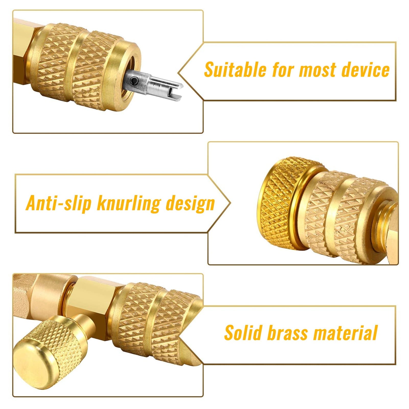 Valve Core Remover Installer Tool, EEEkit Dual Size SAE 1/4 and 5/16 Port Air Conditioning Line Repair Tools for HVAC R22 R410A, 5 Valve Cores with Teflon Seal
