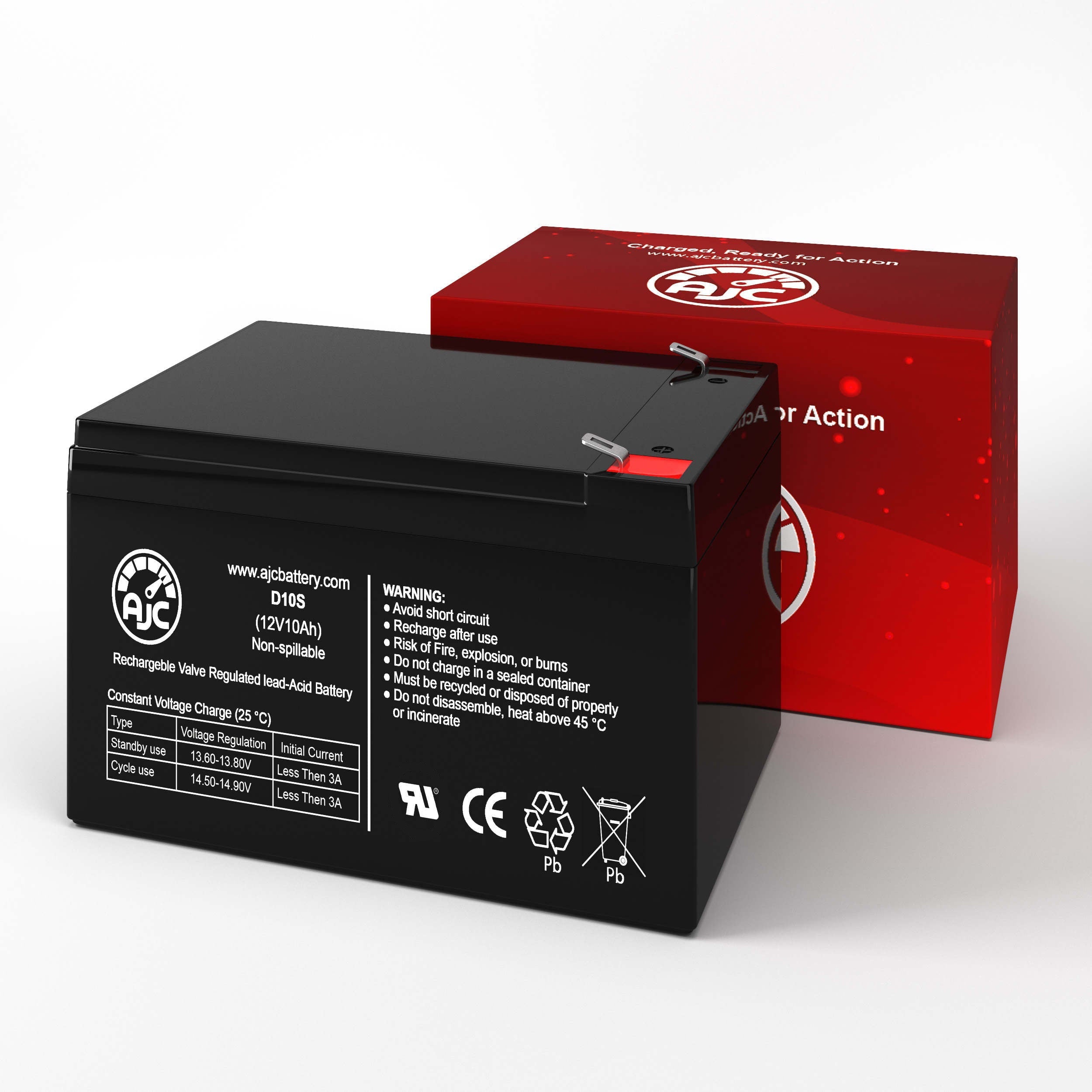 Long Way LW-6FM10 12V 10Ah Sealed Lead Acid Battery - This Is an AJC Brand Replacement