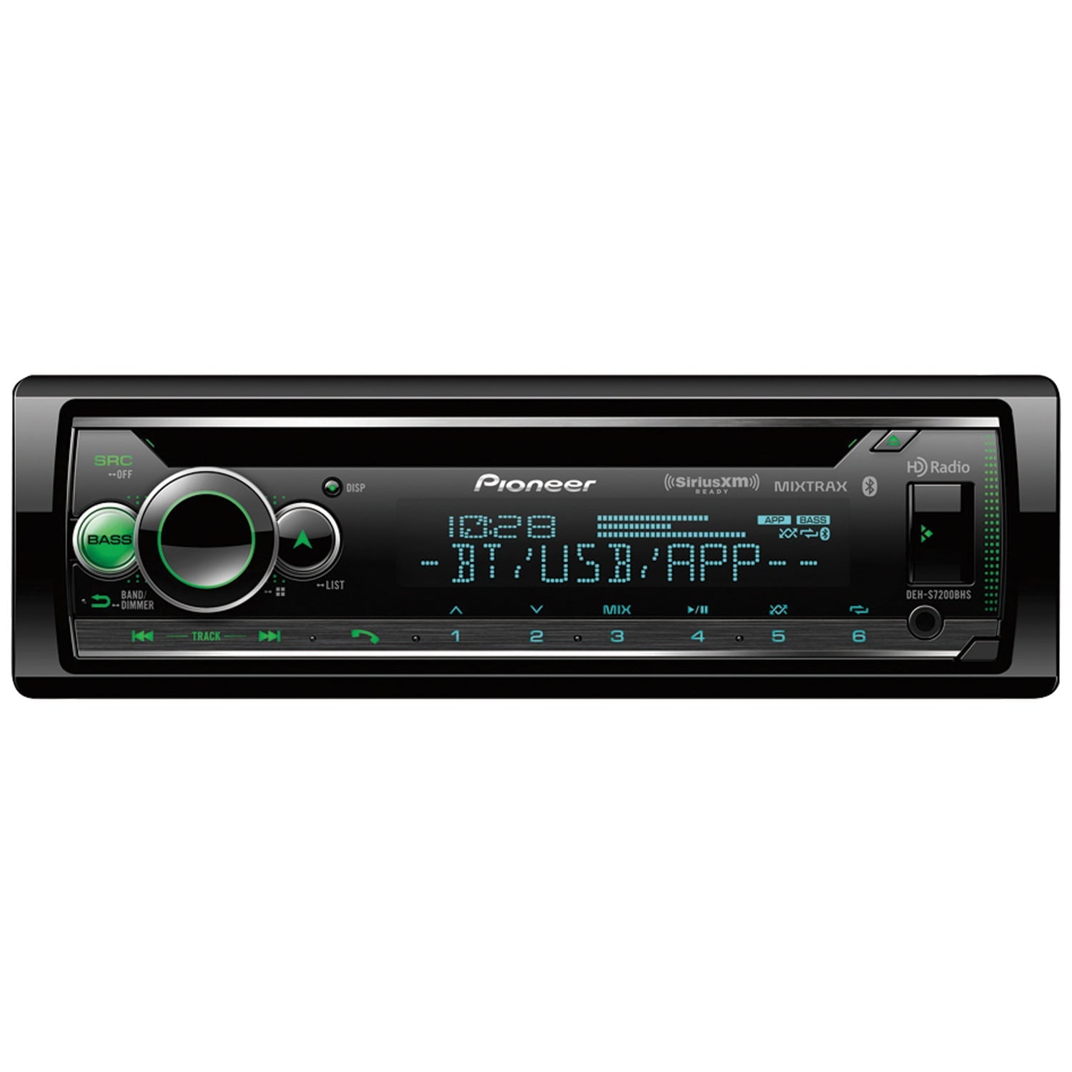 Pioneer DEH-S7200BHS Single-DIN In-Dash CD Receiver with Bluetooth, HD Radio, and SiriusXM Ready