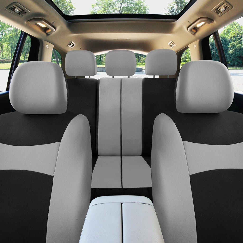 FH Group Light & Breezy AFFB030 Universal Gray Flat Cloth Full Car Seat Covers with Air Freshener