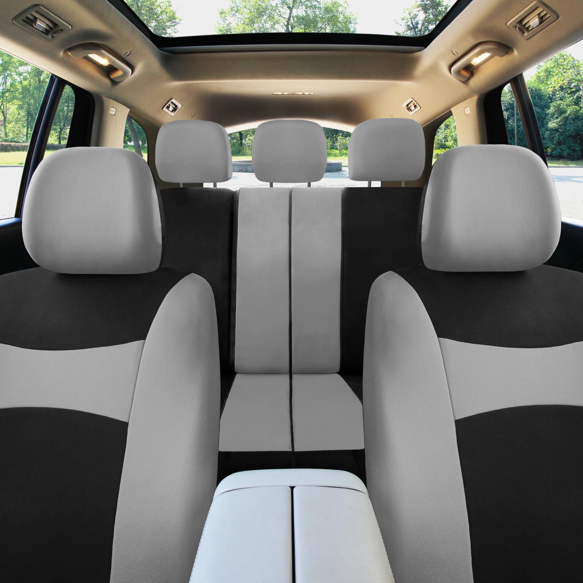 FH Group Light & Breezy AFFB030 Universal Gray Flat Cloth Full Car Seat Covers with Air Freshener