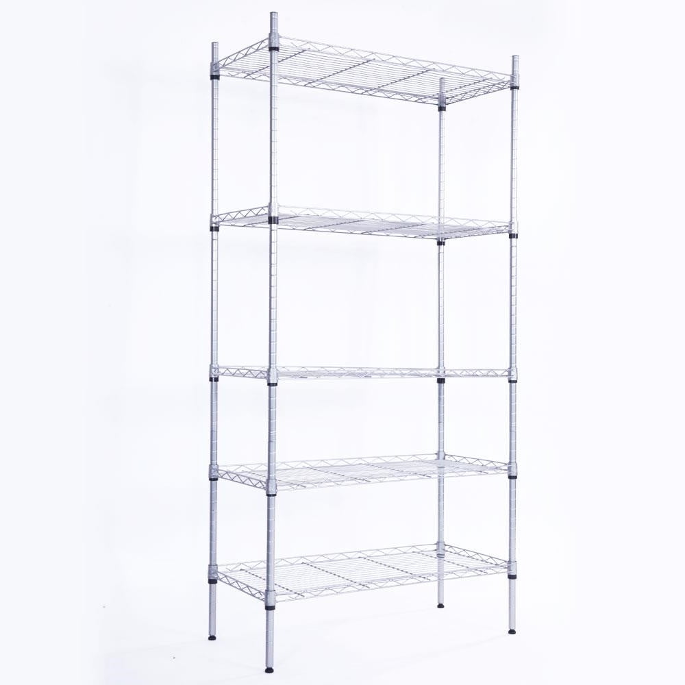 Ktaxon 5-Tier Wire Shelving Unit, Steel Storage Rack for Office Kitchen 30" W x 14" D x 60" H, Silver