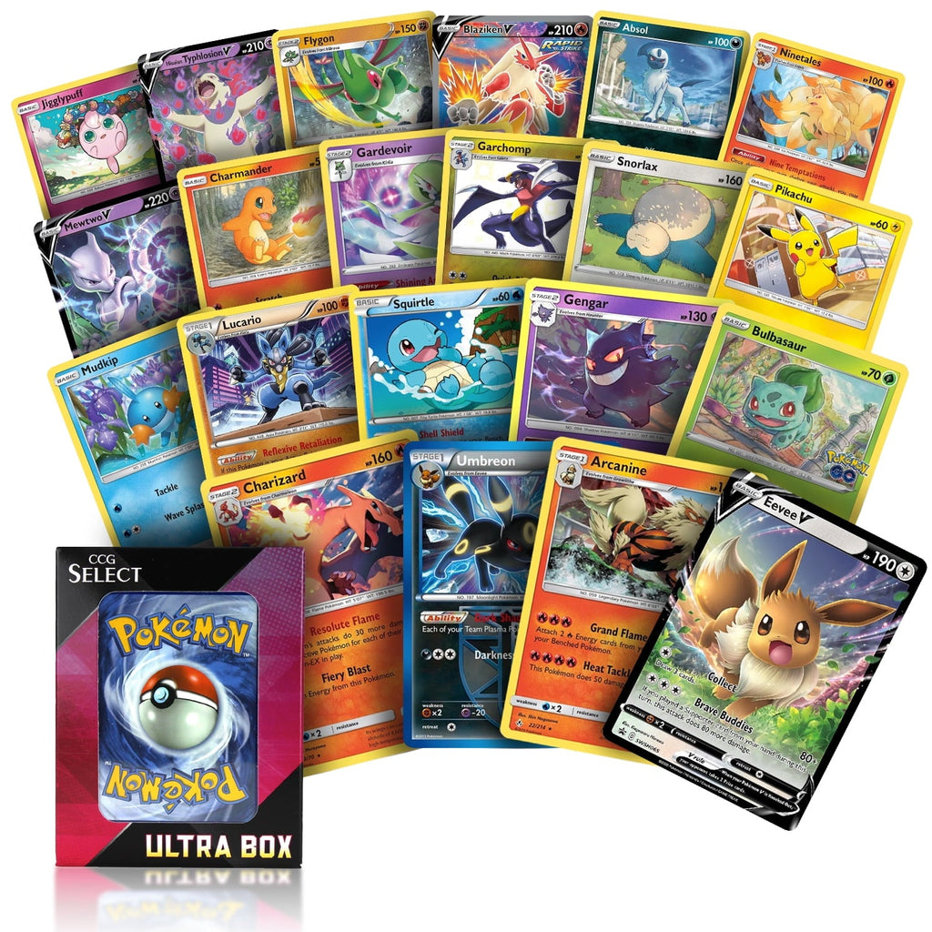 Ultra Box | 100 Cards | 2 Guaranteed Ultra Rares | Plus 8 Holos or Rare Cards | Compatible with Pokemon Cards