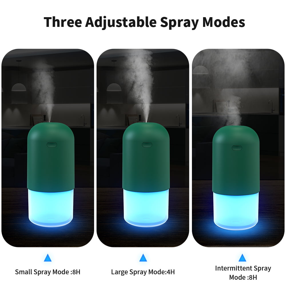 RUXAN Portable Humidifier with USB Charging，400ml Water Tank with Long Working Hours,Ultra Quiet 3-Spray Modes Cool Mist Humidifier Suitable for Office and Home