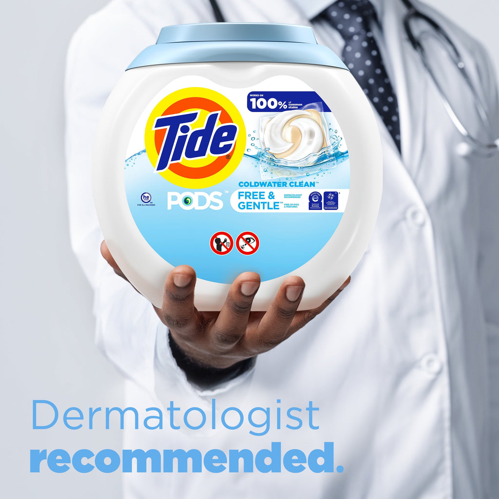 Tide PODS and Gentle, Liquid Laundry Detergent, HE Compatible, 57 Count, Hypoallergenic, Unscented