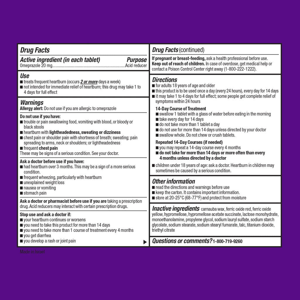 Equate Omeprazole Delayed Release Tablets 20 mg, Acid Reducer, Frequent Heartburn, 42 Count