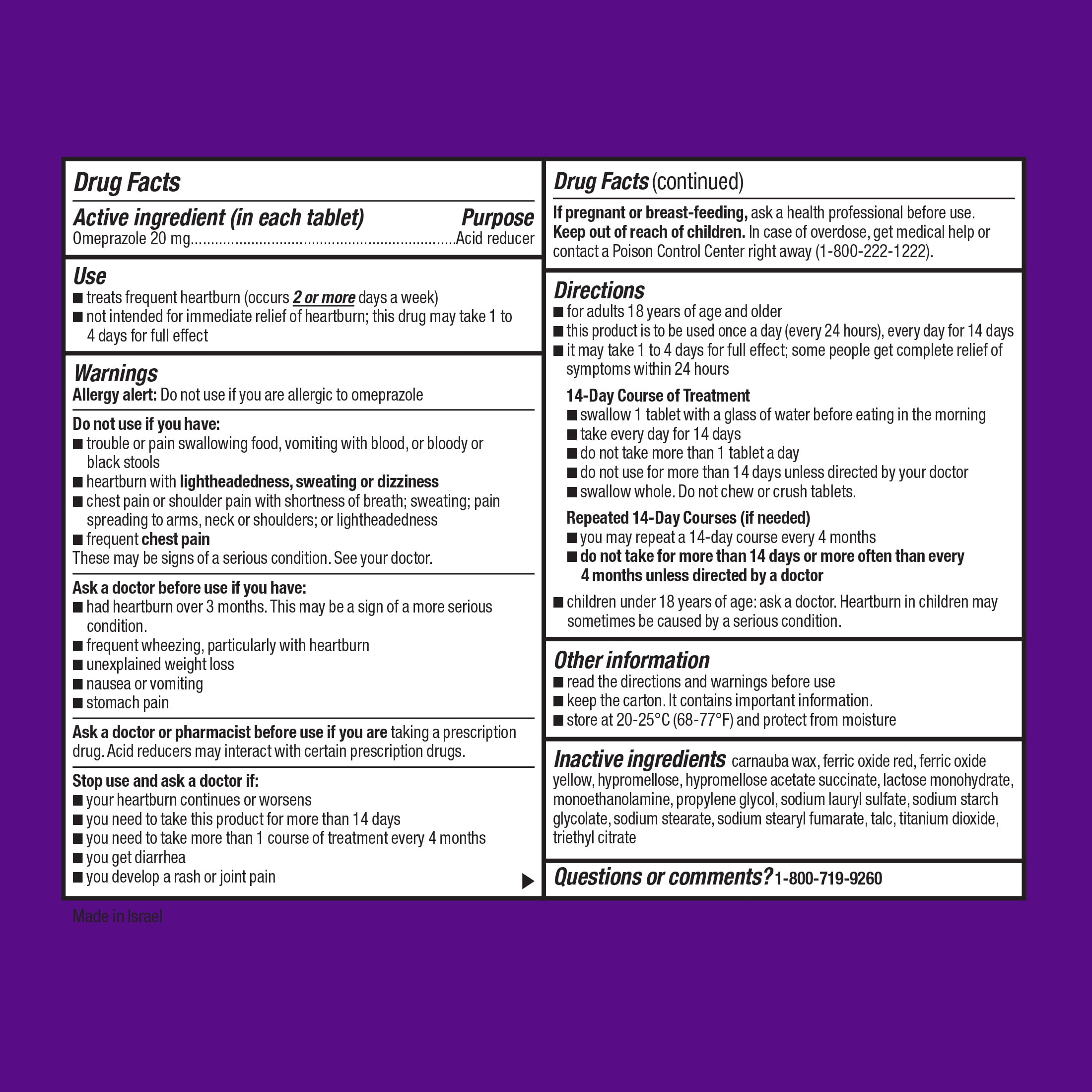 Equate Omeprazole Delayed Release Tablets 20 mg, Acid Reducer, Frequent Heartburn, 42 Count