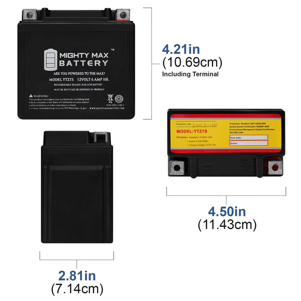 YTZ7S 12V 6AH Battery for Motorcycle Dirt Bike ATV Scooter