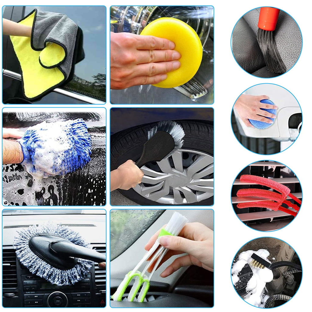 ODOMY 18pcs Car Wash Cleaning Tools Kit Car Detailing Set,Car Wash Kit Interior and Exterior with Car Detail Brushes, Tire Brush, Towels