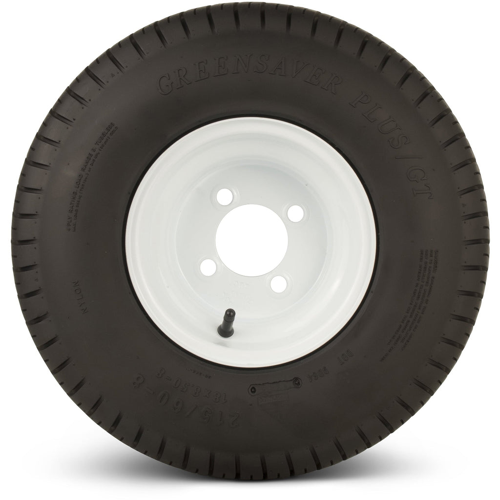 Greenball Greensaver Plus GT 215/60-8 4 PR Golf Cart Tire Tire and Wheel 4 lug White Color Wheel.