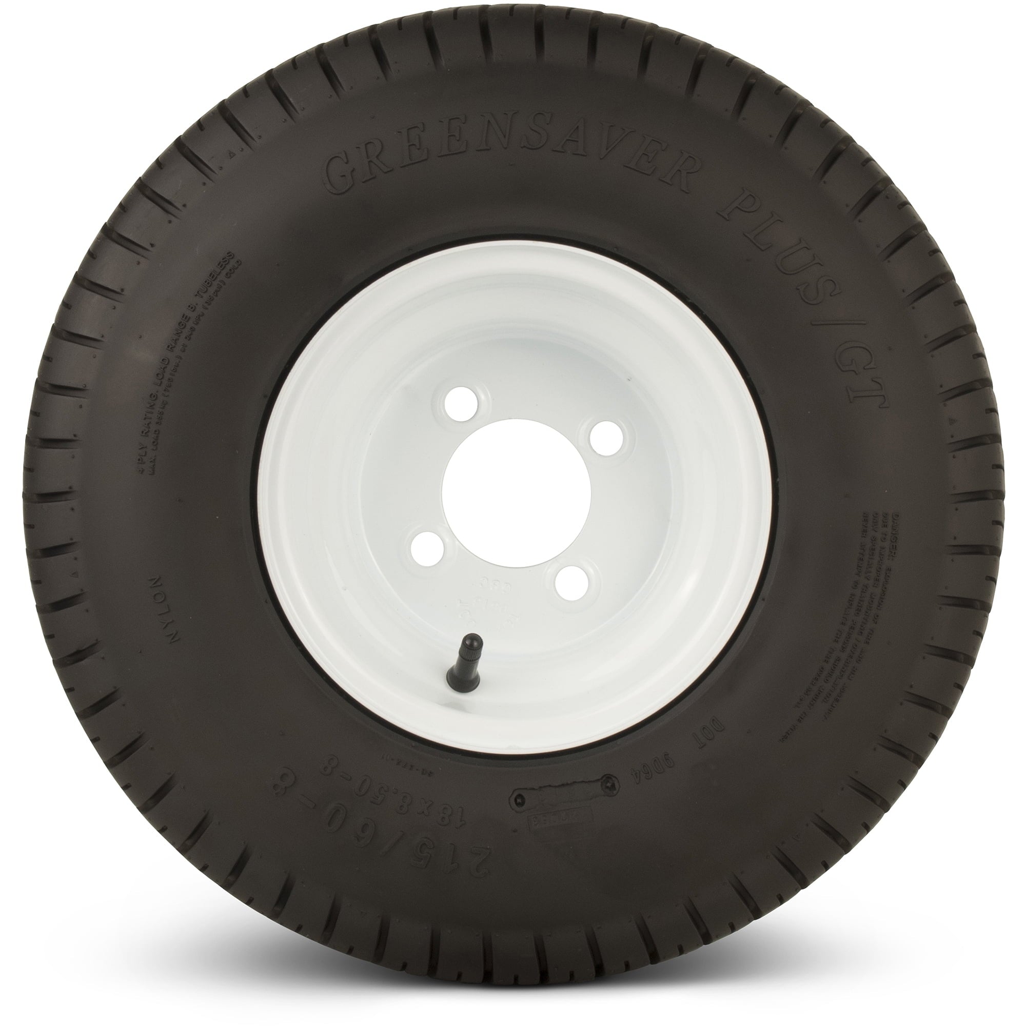 Greenball Greensaver Plus GT 215/60-8 4 PR Golf Cart Tire Tire and Wheel 4 lug White Color Wheel.