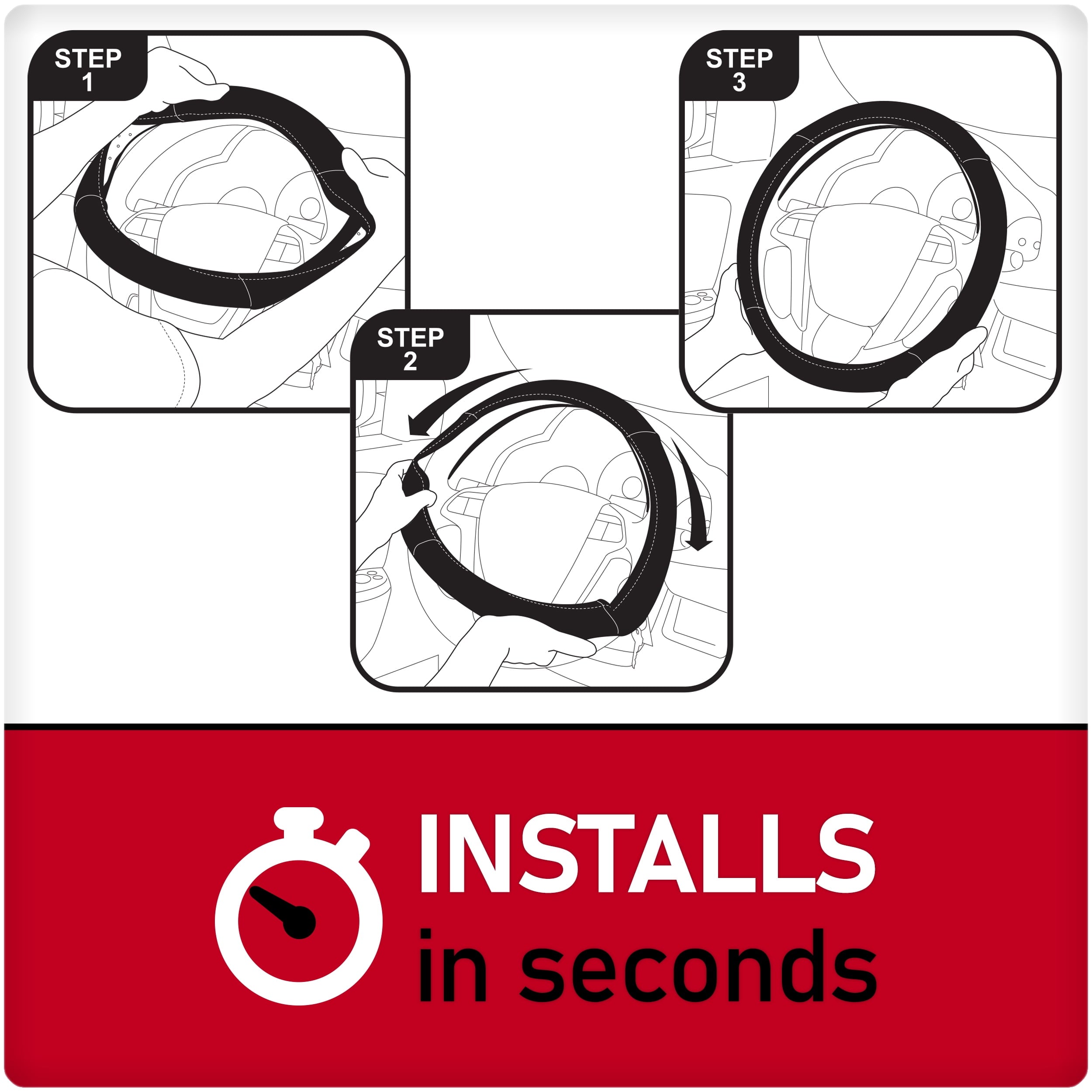 Genuine Dickies Heavy Duty Truck Steering Wheel Cover, Black