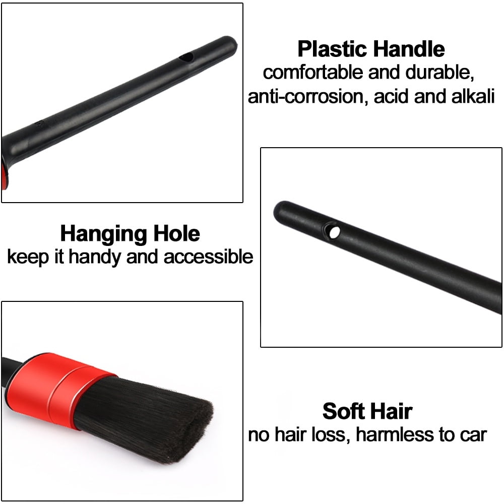 HOTBEST 13pcs Detailing Brush Set, Brush Car Detailing Kit, Car Brush Detailing Brush Set Dirt Dust Clean Brushes For Car Interior Exterior Leather Air ents Cleaning