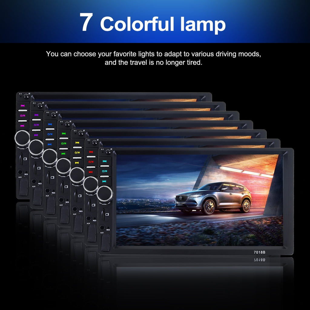 Car Stereo Touch Screen,7" Double Din Radio,Car Stereo with Bluetooth FM AUX USB SD Mirror Link Function,Backup Camera