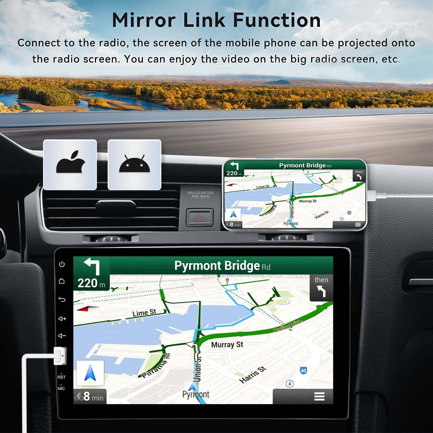 Podofo Single 1 Din 9'' Car Stereo Radio HD Touch Screen Multimedia Car MP5 Player Audio Head Unit Bluetooth Mirror Link USB FM Function with Microphone(No Rearview Camera)