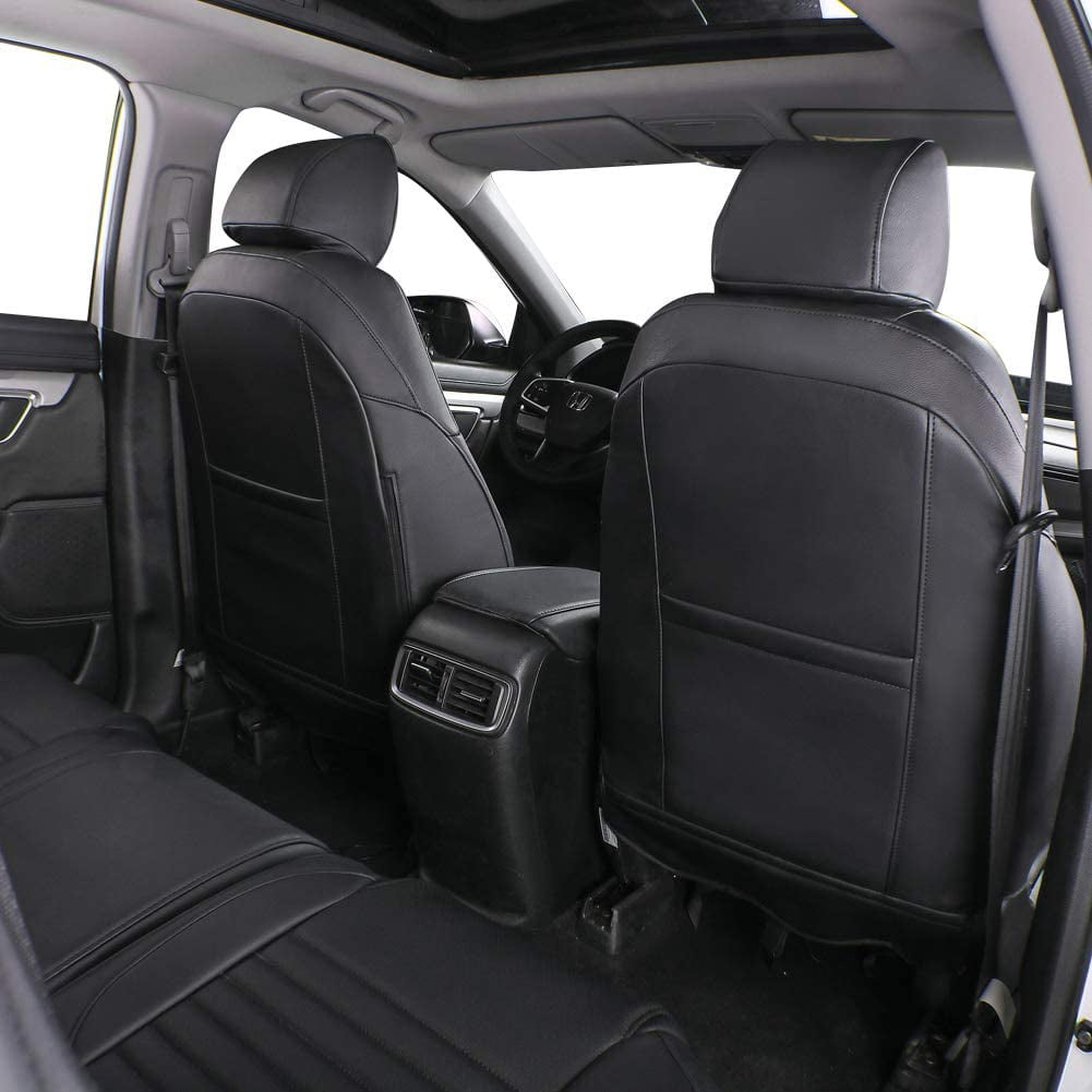 EKR Custom Fit CRV Seat Covers for Honda CRV 2017 2018 2019 2020 2021 2022 Full Set Breathable Leather Car Seat Cushions Black