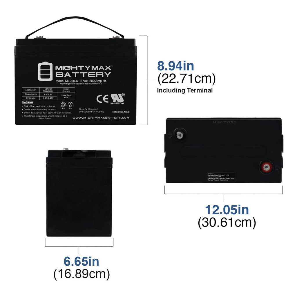 6V 200AH SLA Battery Replacement for Golf Cart RV Boat Camper Solar