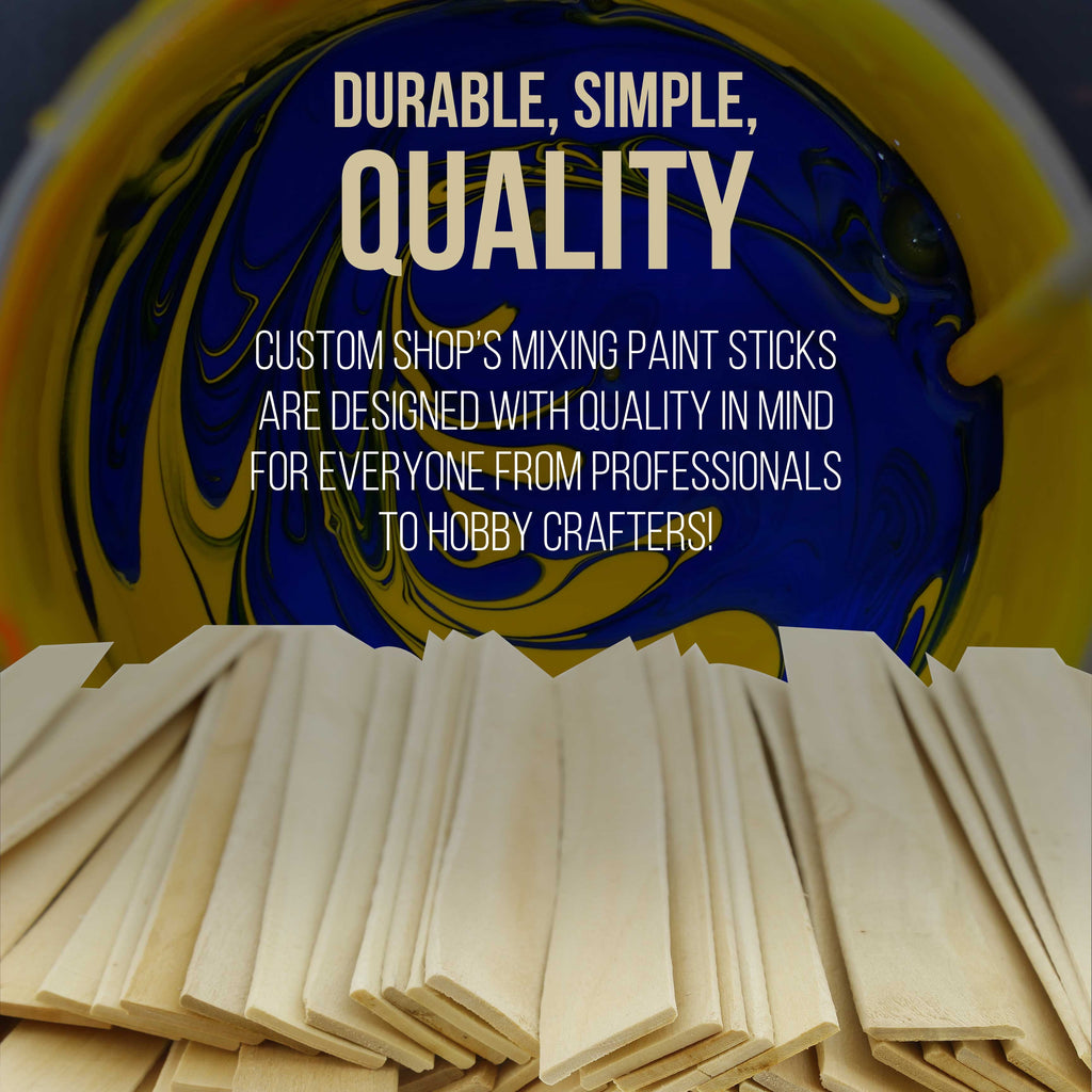 Custom Shop Paint Mix Sticks Pack of 25 Each 12" Birch Paint Mixing Paddles Pack of 25