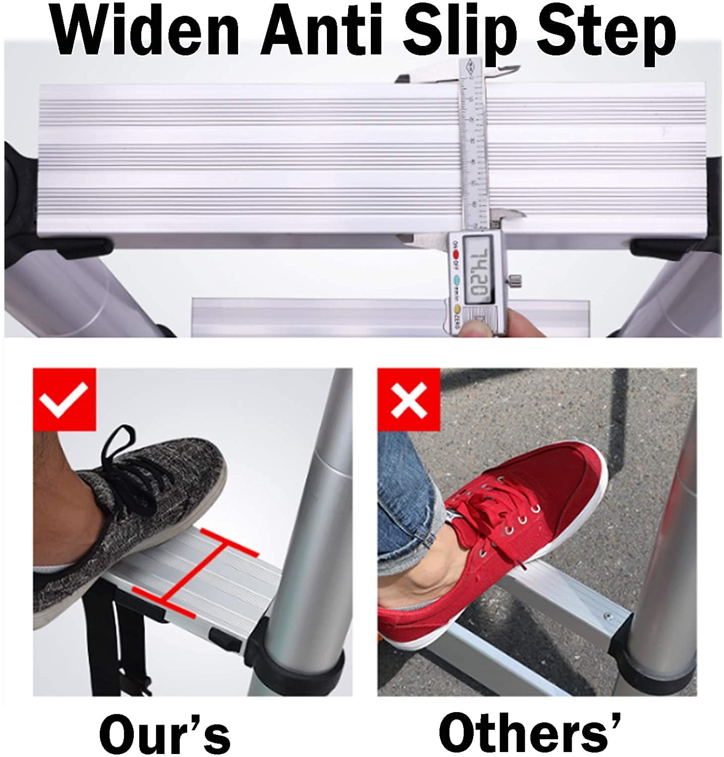 6+5 Telescopic Step Ladder Aluminium Heavy Duty 150KG/330lb Folding Portable Extendable Anti-Slip Stepladder for Home Garden Office Garage Home Loft DIY