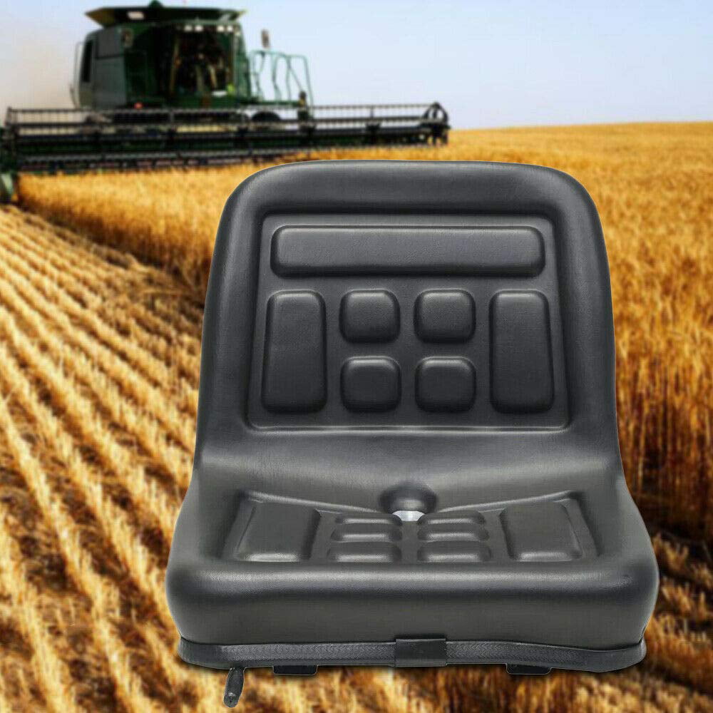 TFCFL Tractor Seat,Universal Seat with Sliding Track and Drain,for Tractors and Forklifts(Black,pu leather)