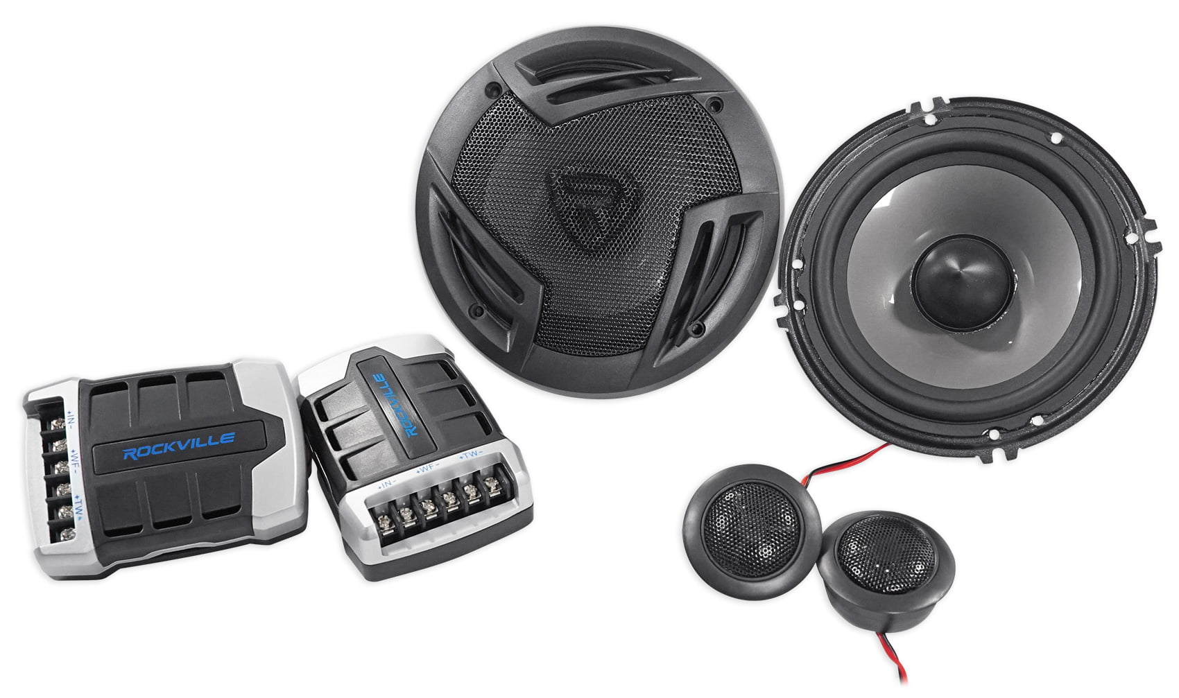 Pair Rockville RV65.2C 6.5" Component Speakers+6.5" Coaxial+4-Ch Amplifier+Wires